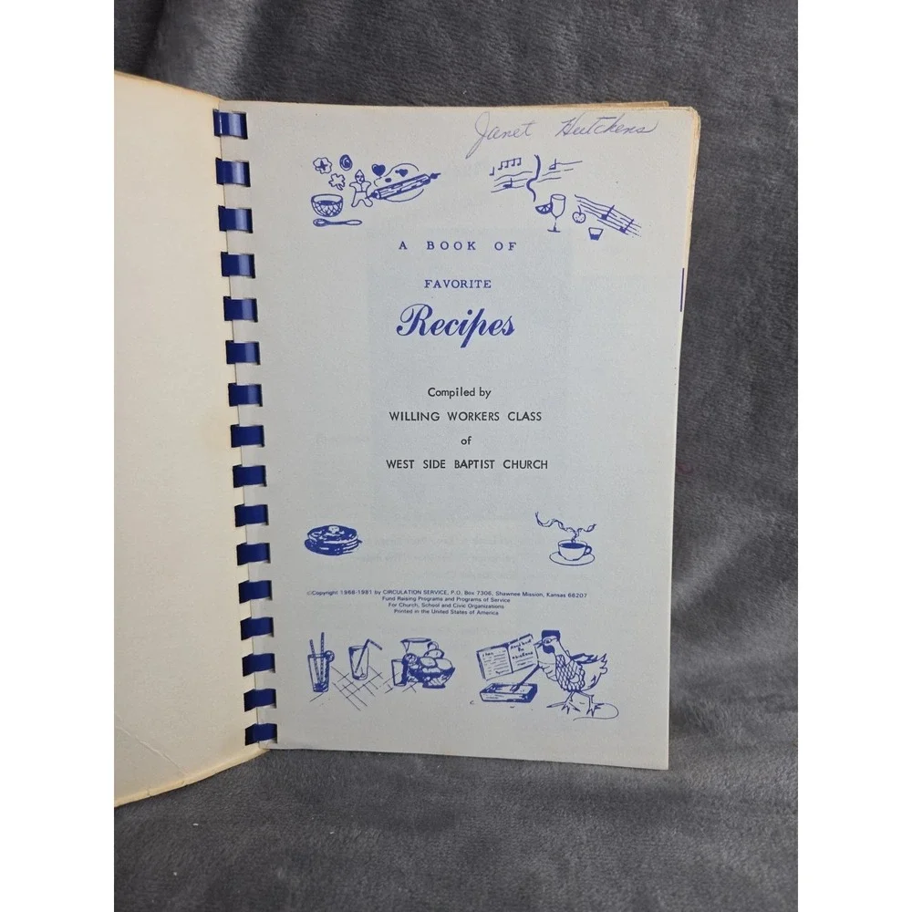 West Side‎ Baptist Church Cookbook Spiral 1984 Winston-Salem, NC Willing Workers